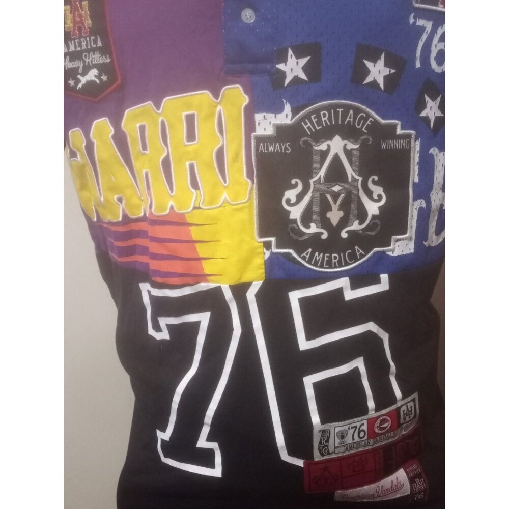 Heritage America 1776 Denim Distillery All Over Stitched Shirt True Sz Is Large - Picture 4 of 10